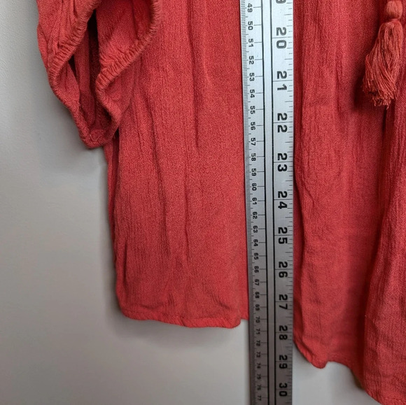 NWT St. Johns Bay Dark Coral White Embroidered Boho Tunic Top 0X Womens - Picture 5 of 10